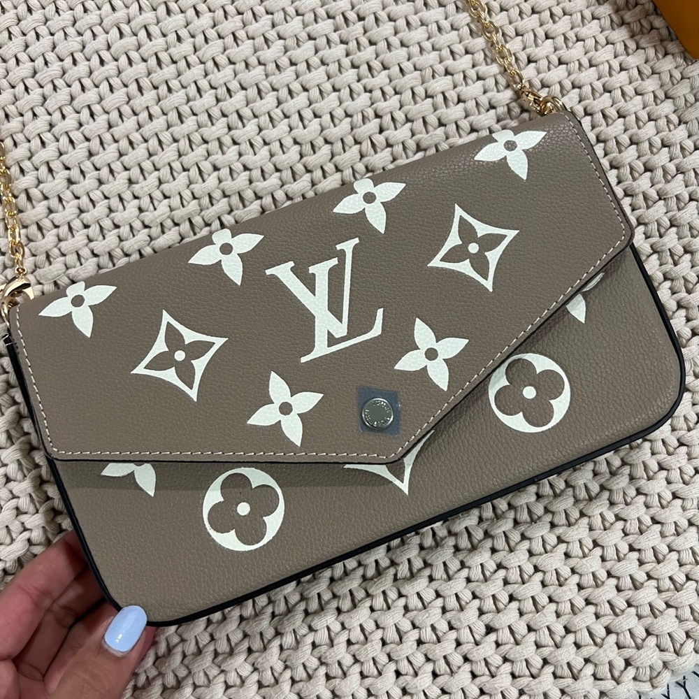 Beige, Cream and White Crossbody Bag with Gold Chain